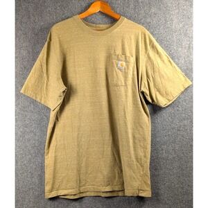 Carhartt K87 Men's L Tall Loose Fit Pocket T-Shirt Tan Short Sleeve Workwear